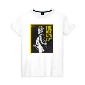 Женская футболка хлопок с принтом Фредди Меркьюри в Санкт-Петербурге, 100% хлопок | прямой крой, круглый вырез горловины, длина до линии бедер, слегка спущенное плечо | heavy | queen | квин | меркури | метал | фредди