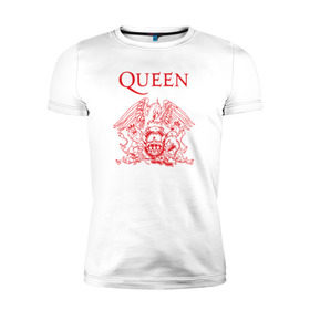 Мужская футболка премиум с принтом Queen в Санкт-Петербурге, 92% хлопок, 8% лайкра | приталенный силуэт, круглый вырез ворота, длина до линии бедра, короткий рукав | heavy | queen | квин | меркури | метал | фредди