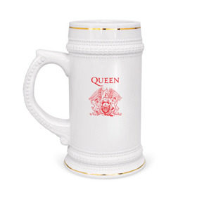 Кружка пивная с принтом Queen в Санкт-Петербурге,  керамика (Материал выдерживает высокую температуру, стоит избегать резкого перепада температур) |  объем 630 мл | heavy | queen | квин | меркури | метал | фредди