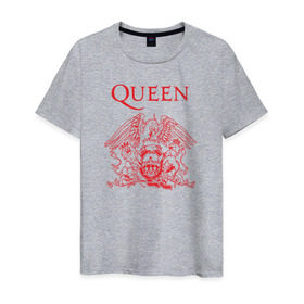 Мужская футболка хлопок с принтом Queen в Санкт-Петербурге, 100% хлопок | прямой крой, круглый вырез горловины, длина до линии бедер, слегка спущенное плечо. | heavy | queen | квин | меркури | метал | фредди