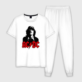Мужская пижама хлопок с принтом AC DC в Санкт-Петербурге, 100% хлопок | брюки и футболка прямого кроя, без карманов, на брюках мягкая резинка на поясе и по низу штанин
 | acdc | metall | метал | рок группы | траш