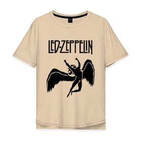 Мужская футболка хлопок Oversize с принтом Led Zeppelin swan в Санкт-Петербурге, 100% хлопок | свободный крой, круглый ворот, “спинка” длиннее передней части | led zeppelin
