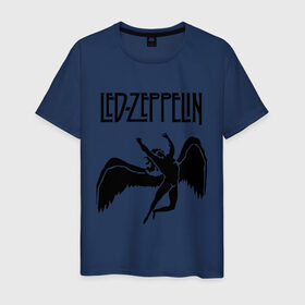 Мужская футболка хлопок с принтом Led Zeppelin swan в Санкт-Петербурге, 100% хлопок | прямой крой, круглый вырез горловины, длина до линии бедер, слегка спущенное плечо. | led zeppelin