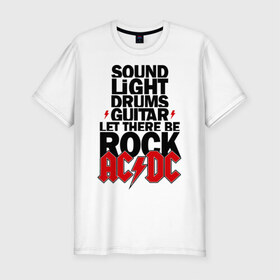 Мужская футболка премиум с принтом AC/DC в Санкт-Петербурге, 92% хлопок, 8% лайкра | приталенный силуэт, круглый вырез ворота, длина до линии бедра, короткий рукав | acdc | metal | trash | метал | металл | рок группы | эйсидиси
