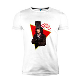 Мужская футболка премиум с принтом Alice Cooper в Санкт-Петербурге, 92% хлопок, 8% лайкра | приталенный силуэт, круглый вырез ворота, длина до линии бедра, короткий рукав | alice cooper | metal | rock | метал | рок | рок музыка | элис купер