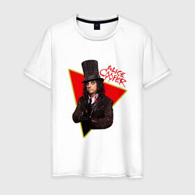 Мужская футболка хлопок с принтом Alice Cooper в Санкт-Петербурге, 100% хлопок | прямой крой, круглый вырез горловины, длина до линии бедер, слегка спущенное плечо. | alice cooper | metal | rock | метал | рок | рок музыка | элис купер