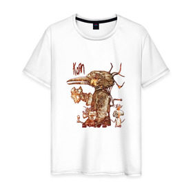Мужская футболка хлопок с принтом Korn в Санкт-Петербурге, 100% хлопок | прямой крой, круглый вырез горловины, длина до линии бедер, слегка спущенное плечо. | Тематика изображения на принте: korn | metal | дэвис | корн | метал | рок
