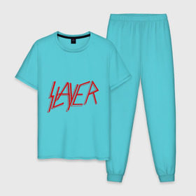 Мужская пижама хлопок с принтом Slayer logo в Санкт-Петербурге, 100% хлопок | брюки и футболка прямого кроя, без карманов, на брюках мягкая резинка на поясе и по низу штанин
 | alternative rock | pank | punk | rock | slayer | альтернативный рок | метал | панк | рок | слаер | тяжелая музыка | хард рок | хеви метал