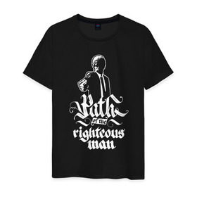 Мужская футболка хлопок с принтом Path of the righteous man в Санкт-Петербурге, 100% хлопок | прямой крой, круглый вырез горловины, длина до линии бедер, слегка спущенное плечо. | 