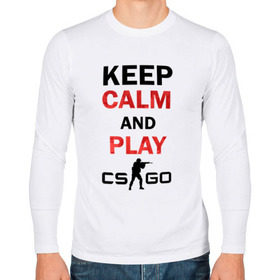 Мужской лонгслив хлопок с принтом Keep Calm and play cs:go в Санкт-Петербурге, 100% хлопок |  | Тематика изображения на принте: calm | cs go | keep | го
