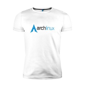 Мужская футболка премиум с принтом Arch Linux в Санкт-Петербурге, 92% хлопок, 8% лайкра | приталенный силуэт, круглый вырез ворота, длина до линии бедра, короткий рукав | Тематика изображения на принте: linux | баш | линукс | ос