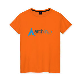 Женская футболка хлопок с принтом Arch Linux в Санкт-Петербурге, 100% хлопок | прямой крой, круглый вырез горловины, длина до линии бедер, слегка спущенное плечо | linux | баш | линукс | ос