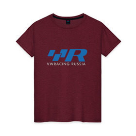 Женская футболка хлопок с принтом VW Racing Russia в Санкт-Петербурге, 100% хлопок | прямой крой, круглый вырез горловины, длина до линии бедер, слегка спущенное плечо | r line | russia | volkswagen | vw | vw racing russiaracing