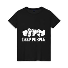 Женская футболка хлопок с принтом Deep Purple в Санкт-Петербурге, 100% хлопок | прямой крой, круглый вырез горловины, длина до линии бедер, слегка спущенное плечо | deep | deep purple | metal | purple | rock | trash metal | дип перпл | метал | металл | рок