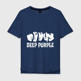 Мужская футболка хлопок Oversize с принтом Deep Purple в Санкт-Петербурге, 100% хлопок | свободный крой, круглый ворот, “спинка” длиннее передней части | deep | deep purple | metal | purple | rock | trash metal | дип перпл | метал | металл | рок