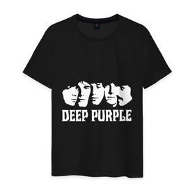 Мужская футболка хлопок с принтом Deep Purple в Санкт-Петербурге, 100% хлопок | прямой крой, круглый вырез горловины, длина до линии бедер, слегка спущенное плечо. | deep | deep purple | metal | purple | rock | trash metal | дип перпл | метал | металл | рок