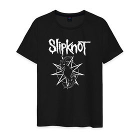 Мужская футболка хлопок с принтом Slipknot в Санкт-Петербурге, 100% хлопок | прямой крой, круглый вырез горловины, длина до линии бедер, слегка спущенное плечо. | metal | punk | slipknot | метал | панк рок | слипнот