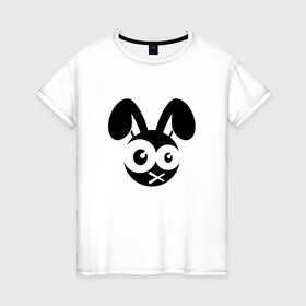 Женская футболка хлопок с принтом Зомби заяц в Санкт-Петербурге, 100% хлопок | прямой крой, круглый вырез горловины, длина до линии бедер, слегка спущенное плечо | заяц | кролик