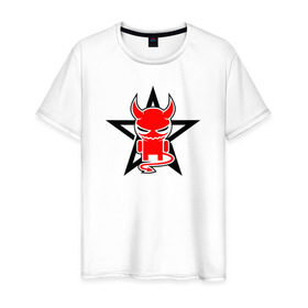Мужская футболка хлопок с принтом Чертёнок в Санкт-Петербурге, 100% хлопок | прямой крой, круглый вырез горловины, длина до линии бедер, слегка спущенное плечо. | пентаграмма
