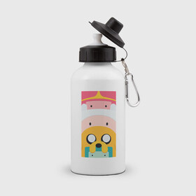 Бутылка спортивная с принтом Adventure Time в Санкт-Петербурге, металл | емкость — 500 мл, в комплекте две пластиковые крышки и карабин для крепления | 