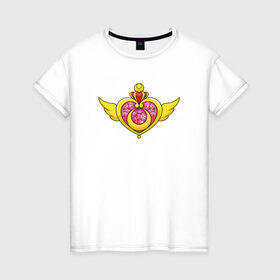 Женская футболка хлопок с принтом Sailor moon в Санкт-Петербурге, 100% хлопок | прямой крой, круглый вырез горловины, длина до линии бедер, слегка спущенное плечо | sailor moon | луна