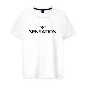 Мужская футболка хлопок с принтом Sensation в Санкт-Петербурге, 100% хлопок | прямой крой, круглый вырез горловины, длина до линии бедер, слегка спущенное плечо. | Тематика изображения на принте: house | sensation