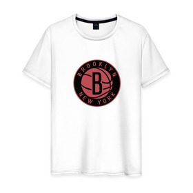 Мужская футболка хлопок с принтом Brooklyn Nets в Санкт-Петербурге, 100% хлопок | прямой крой, круглый вырез горловины, длина до линии бедер, слегка спущенное плечо. | 