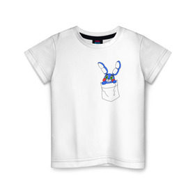 Детская футболка хлопок с принтом Toy Bonnie в кармане FNAF в Санкт-Петербурге, 100% хлопок | круглый вырез горловины, полуприлегающий силуэт, длина до линии бедер | fnaf | toy bonnie | карман | фнаф