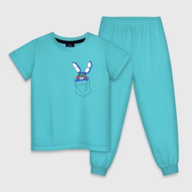 Детская пижама хлопок с принтом Toy Bonnie в кармане FNAF в Санкт-Петербурге, 100% хлопок |  брюки и футболка прямого кроя, без карманов, на брюках мягкая резинка на поясе и по низу штанин
 | fnaf | toy bonnie | карман | фнаф