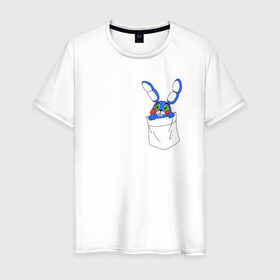 Мужская футболка хлопок с принтом Toy Bonnie в кармане FNAF в Санкт-Петербурге, 100% хлопок | прямой крой, круглый вырез горловины, длина до линии бедер, слегка спущенное плечо. | fnaf | toy bonnie | карман | фнаф