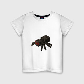Детская футболка хлопок с принтом Паук в Санкт-Петербурге, 100% хлопок | круглый вырез горловины, полуприлегающий силуэт, длина до линии бедер | майнкрафт | майнкрафт 2