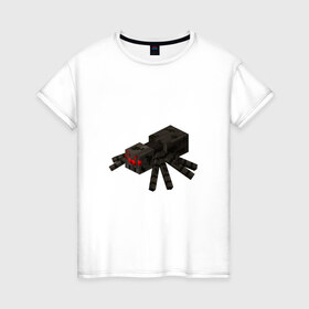 Женская футболка хлопок с принтом Паук в Санкт-Петербурге, 100% хлопок | прямой крой, круглый вырез горловины, длина до линии бедер, слегка спущенное плечо | майнкрафт | майнкрафт 2