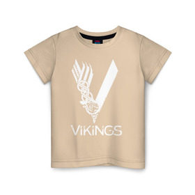Детская футболка хлопок с принтом Vikings в Санкт-Петербурге, 100% хлопок | круглый вырез горловины, полуприлегающий силуэт, длина до линии бедер | vikings | викинги | сериал