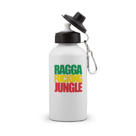 Бутылка спортивная с принтом Ragga Fucking Jungle в Санкт-Петербурге, металл | емкость — 500 мл, в комплекте две пластиковые крышки и карабин для крепления | jungle | днб | рагга | рагга джангл (ragga jungle)  джангл с более выраженным влиянием ямайской музыкальной культуры.ragga jungle