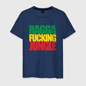 Мужская футболка хлопок с принтом Ragga Fucking Jungle в Санкт-Петербурге, 100% хлопок | прямой крой, круглый вырез горловины, длина до линии бедер, слегка спущенное плечо. | jungle | днб | рагга | рагга джангл (ragga jungle)  джангл с более выраженным влиянием ямайской музыкальной культуры.ragga jungle