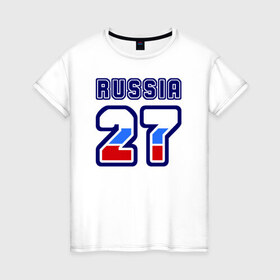 Женская футболка хлопок с принтом Russia - 27 (Хабаровский край) в Санкт-Петербурге, 100% хлопок | прямой крой, круглый вырез горловины, длина до линии бедер, слегка спущенное плечо | 