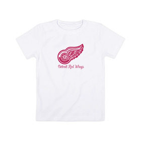 Детская футболка хлопок с принтом Detroit Red Wings в Санкт-Петербурге, 100% хлопок | круглый вырез горловины, полуприлегающий силуэт, длина до линии бедер | detroit red wings | nhl | хоккей