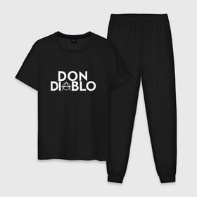 Мужская пижама хлопок с принтом Don Diablo в Санкт-Петербурге, 100% хлопок | брюки и футболка прямого кроя, без карманов, на брюках мягкая резинка на поясе и по низу штанин
 | dj | don diablo | house | хаус