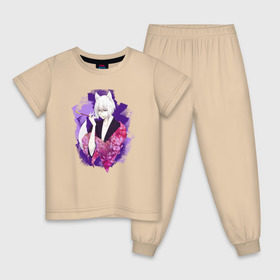 Детская пижама хлопок с принтом Томоэ в Санкт-Петербурге, 100% хлопок |  брюки и футболка прямого кроя, без карманов, на брюках мягкая резинка на поясе и по низу штанин
 | ками | камисама | лис | томоэ