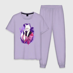 Мужская пижама хлопок с принтом Томоэ в Санкт-Петербурге, 100% хлопок | брюки и футболка прямого кроя, без карманов, на брюках мягкая резинка на поясе и по низу штанин
 | ками | камисама | лис | томоэ