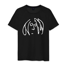 Мужская футболка хлопок с принтом Imagine logo в Санкт-Петербурге, 100% хлопок | прямой крой, круглый вырез горловины, длина до линии бедер, слегка спущенное плечо. | imagine logo john lennon the beatles