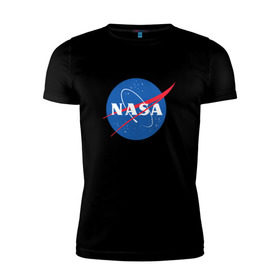 Мужская футболка премиум с принтом NASA в Санкт-Петербурге, 92% хлопок, 8% лайкра | приталенный силуэт, круглый вырез ворота, длина до линии бедра, короткий рукав | nasa