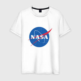 Мужская футболка хлопок с принтом NASA в Санкт-Петербурге, 100% хлопок | прямой крой, круглый вырез горловины, длина до линии бедер, слегка спущенное плечо. | nasa