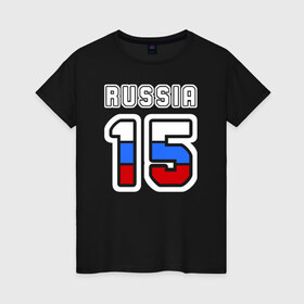 Женская футболка хлопок с принтом Russia - 15 (Сев. Осетия) в Санкт-Петербурге, 100% хлопок | прямой крой, круглый вырез горловины, длина до линии бедер, слегка спущенное плечо | russia   15 | алания | республика северная осетия