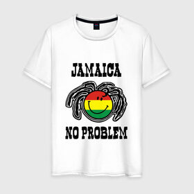 Мужская футболка хлопок с принтом Jamaica в Санкт-Петербурге, 100% хлопок | прямой крой, круглый вырез горловины, длина до линии бедер, слегка спущенное плечо. | bob marley | jamaica | no problem | reggae | растаман | регги