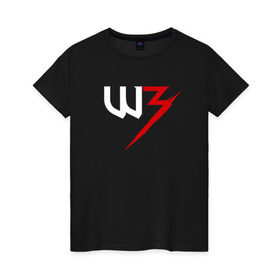 Женская футболка хлопок с принтом Witcher 3 в Санкт-Петербурге, 100% хлопок | прямой крой, круглый вырез горловины, длина до линии бедер, слегка спущенное плечо | witcher 3 ведьмак