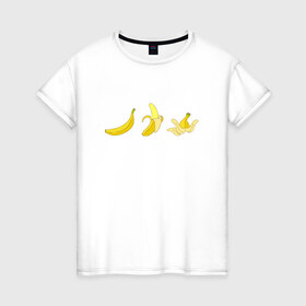 Женская футболка хлопок с принтом Банан в Санкт-Петербурге, 100% хлопок | прямой крой, круглый вырез горловины, длина до линии бедер, слегка спущенное плечо | банан