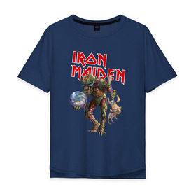 Мужская футболка хлопок Oversize с принтом Iron Maiden в Санкт-Петербурге, 100% хлопок | свободный крой, круглый ворот, “спинка” длиннее передней части | iron maiden | земля | инопланетяне | музыка | олдскул | рок
