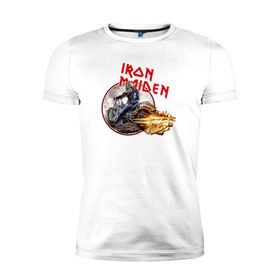 Мужская футболка премиум с принтом Iron Maiden bike в Санкт-Петербурге, 92% хлопок, 8% лайкра | приталенный силуэт, круглый вырез ворота, длина до линии бедра, короткий рукав | скелет