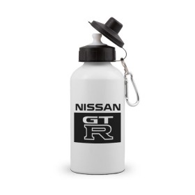 Бутылка спортивная с принтом Nissan gtr в Санкт-Петербурге, металл | емкость — 500 мл, в комплекте две пластиковые крышки и карабин для крепления | Тематика изображения на принте: gtr | nissan | авто | гтр | нисан